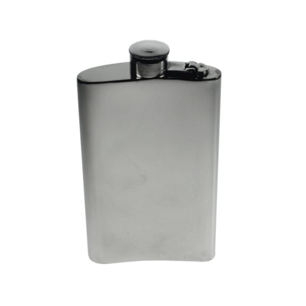 Personalised 8 oz Plain Pewter Kidney Hip Flask with Captive Top