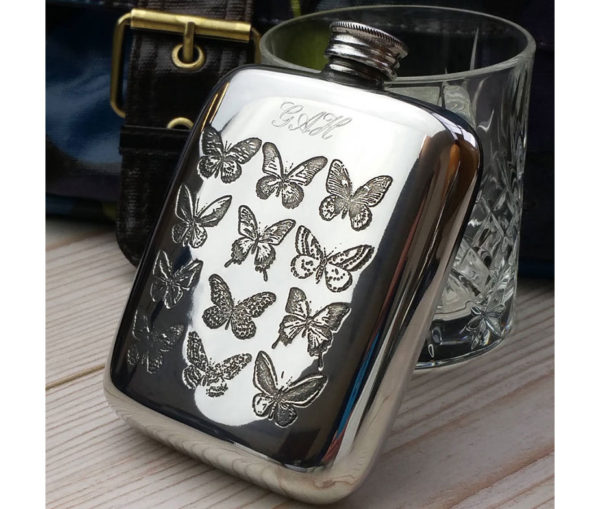 Personalised Ladies Butterfly Cushion Hip Flask