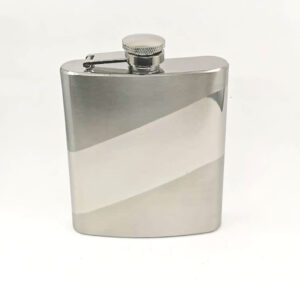 8oz diagonal stripe steel hip flask with brushed finish and polished detail. Ideal gift for Best Man, Groomsman, birthday or Father’s Day. Supplied boxed.